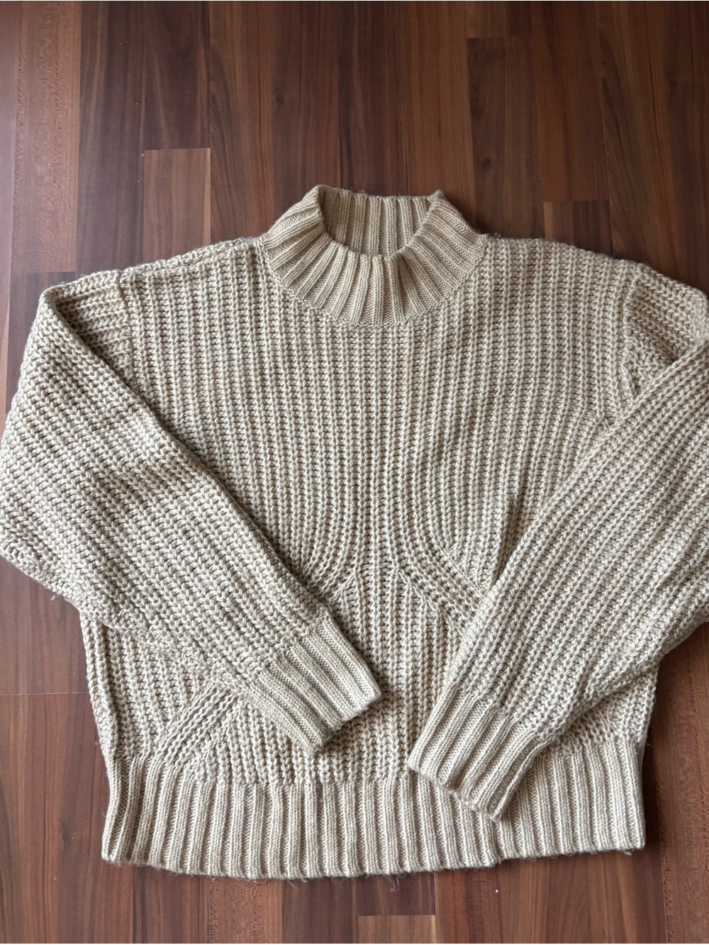 Splendid Chunky Knit Mock Neck Sweater in Beige